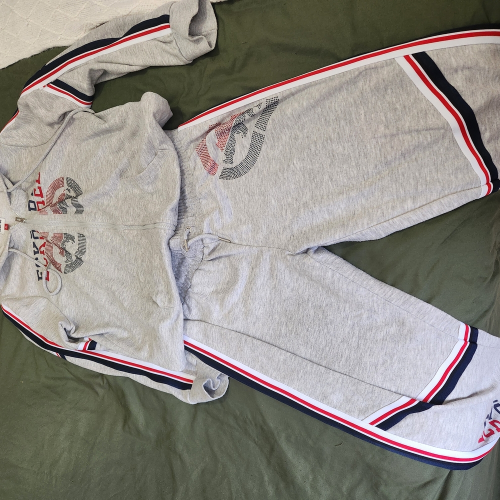 Kids Gray Tracksuit with Red and Black Accents